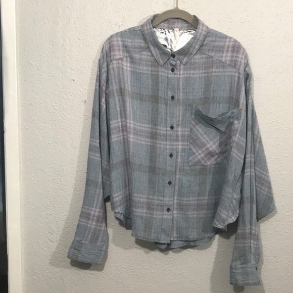 Free People Plaid L/S Batwing Button Up Shirt - Picture 3 of 9